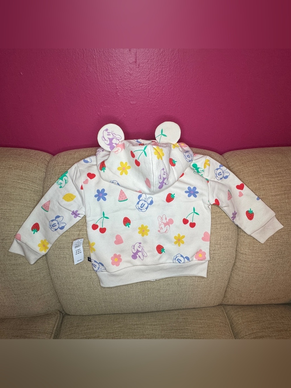 🆕 NWT Baby GAP x Disney Minnie Hooded Zip-Up w/ Ears 🆕